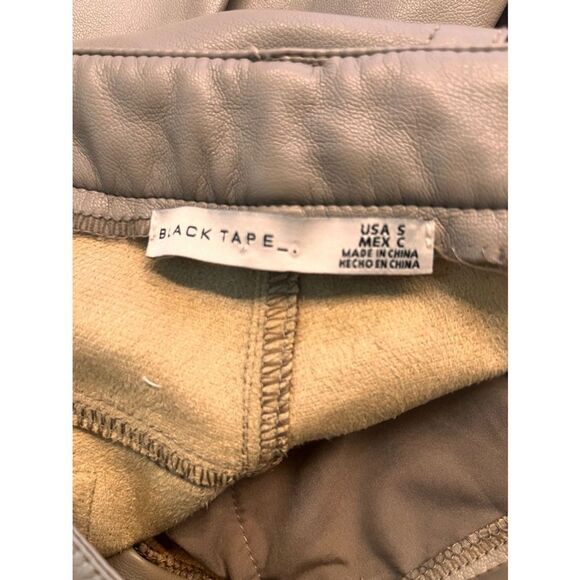 Black Tape Faux Leather Straight Leg Pants Taupe Small - Picture 6 of 12